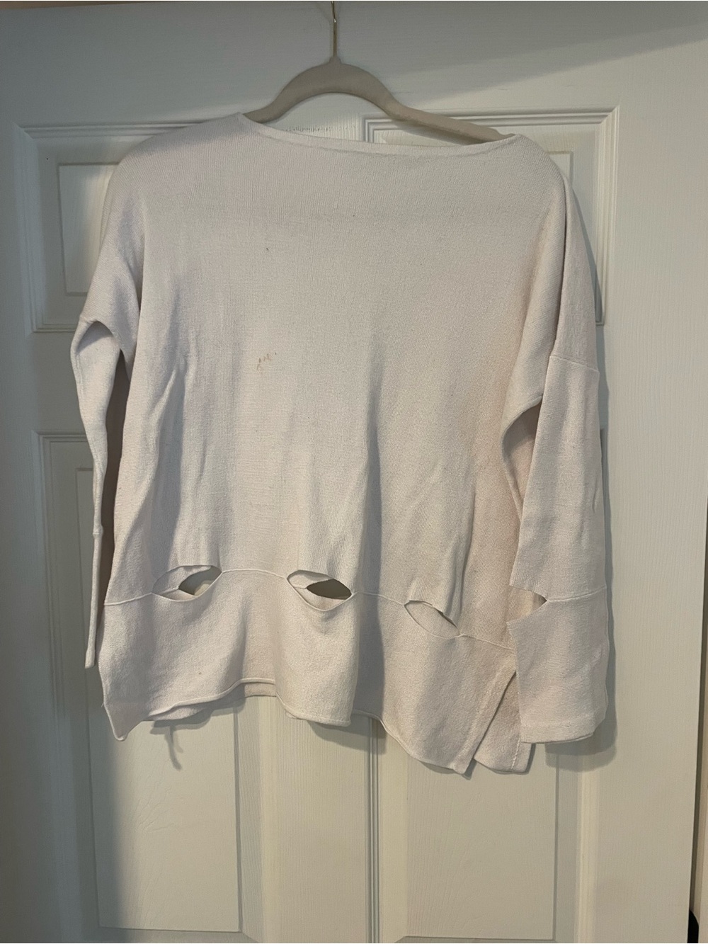 Light Pink Women’s Cutout Hem Knit Sweatshirt